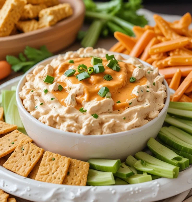 Healthy bufallo chicken dip